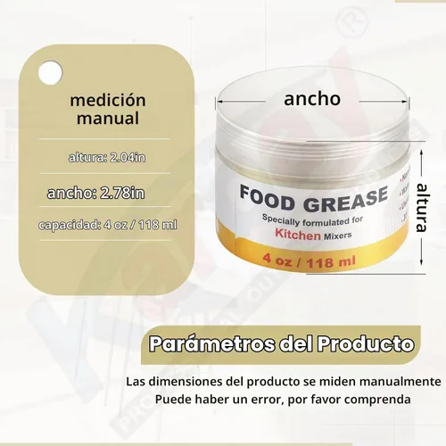 Vista 2 de Grasa de grado alimenticio de 4 onzas para batidora de pie Kitchen Aid, ampliamente utilizada en la mayoría de batidoras de cocina, lubricante