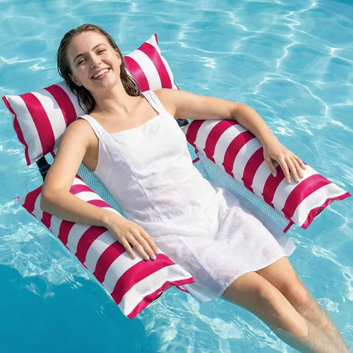 Vista 10 de Jasonwell Flotadores inflables para piscina para adultos – Flotadores de tela para piscina, silla flotante para lago, playa, tumbona flotante