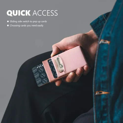Vista 39 de VULKIT Billetera minimalista con ventana de identificación y bolsillo EDC con bolsillo desplegable para tarjetas de crédito y bloqueo RFID, diseño