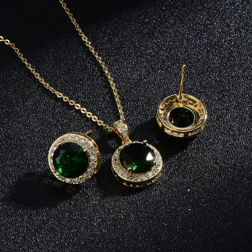 Vista 9 de Juego de joyas de cristal para novia, plata de ley, circonita cúbica redonda, circonita cúbica, diamantes de imitación, halo de piedra natal, collar
