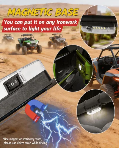 Vista 7 de Luz de techo interior para UTV, ANGU-OFFROAD Luz LED universal para montaje en barra antivuelco para luces de cúpula UTV, luces de jaula de utilidad
