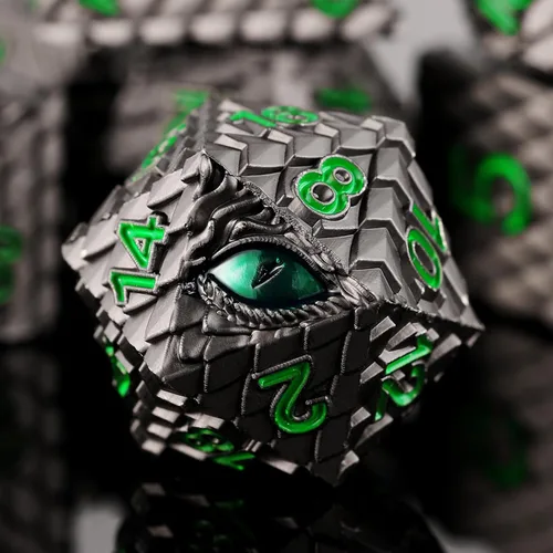 Vista 27 de 1 dado de metal D20 DND – Dados poliédricos gigantes metálicos de 20 caras, dados grandes de 1.378 in de ojo de dragón para juego de mesa