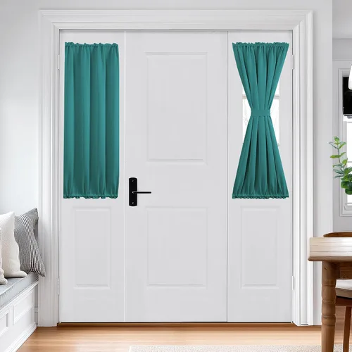 Vista 94 de Deconovo Cortinas opacas para puerta, bolsillo para cortinero y cortinas de bloqueo con aislamiento térmico para dormitorio, 137.16 x 189.2 cm, azul