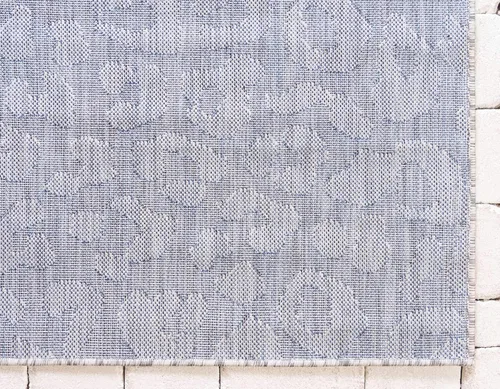 Vista 9 de Unique Loom Outdoor Safari Collection Alfombra de área - Leopardo (5 pies 1 pulgada x 8 pies, rectangular, azul/gris)