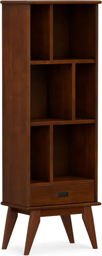 Vista 9 de SIMPLIHOME Draper - Estantería de madera maciza de 64 pulgadas de alto Rubio
