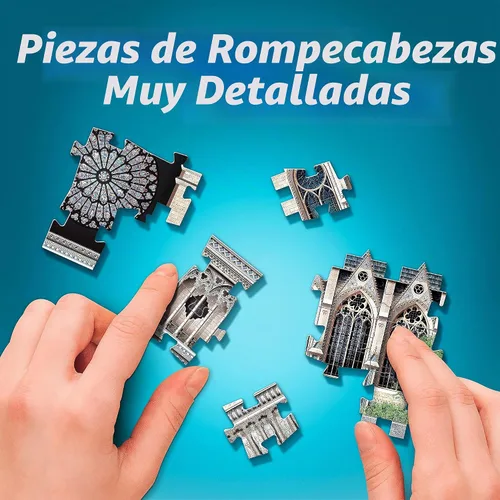 Vista 8 de Wrebbit3D Notre-Dame de Paris 3D Puzzle 830 piezas de rompecabezas Colección de castillos y catedrales