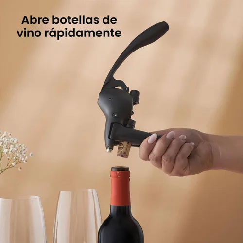 Vista 7 de Rabbit - Sacacorchos de palanca para vino con cortador de papel de aluminio incorporado Negro