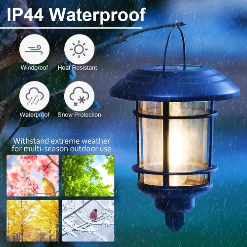 Vista 7 de Dynaming - Juego de 6 luces solares de doble uso para caminos al aire libre, lámparas colgantes solares de jardín con bombilla Edison, iluminación