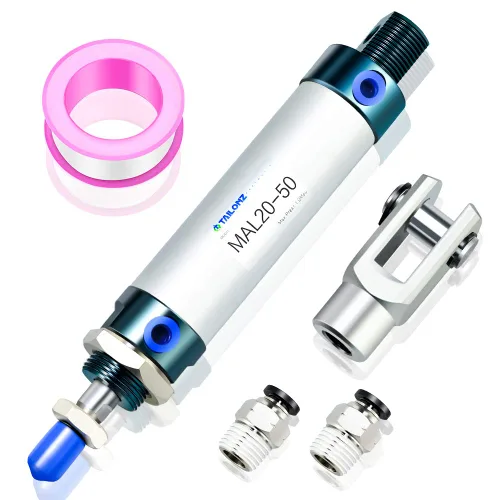 Vista 45 de TAILONZ PNEUMATIC Cilindro de Aire de 16mm Orificio 25mm Carrera de Doble Acción con Conector Y y 2 Piezas de Conexión de 6mm MAL16x25