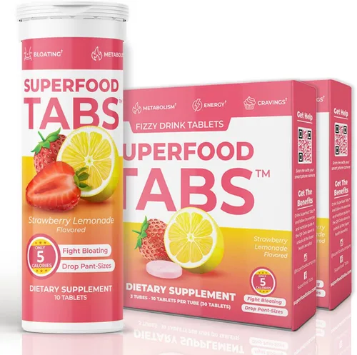 Vista 9 de Superfood Tabs skinnytabs - Bebida limpiadora antihinchazón con 15 superalimentos, apoya la digestión, la energía y los antojos, vegano, sin OMG, 30