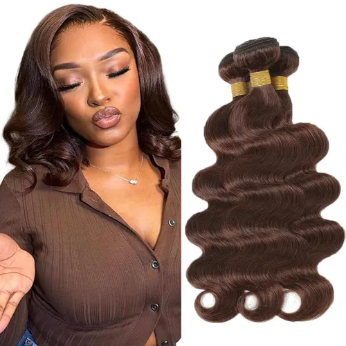 Vista 98 de Color 30 paquetes de cabello humano marrón onda del cuerpo paquetes 8 10 12 pulgadas brasileño virgen Remy extensiones de cabello humano doble trama