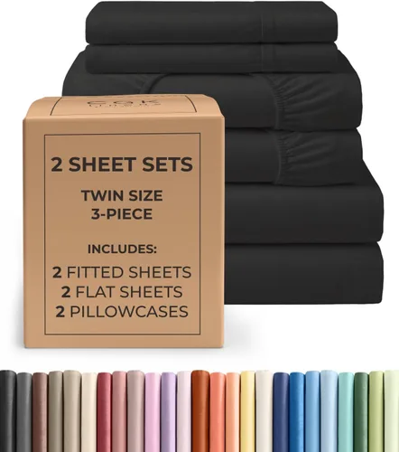 Vista 260 de Pack of 2, Twin Size 3 Piece Sheet Set - Breathable & Cooling - White