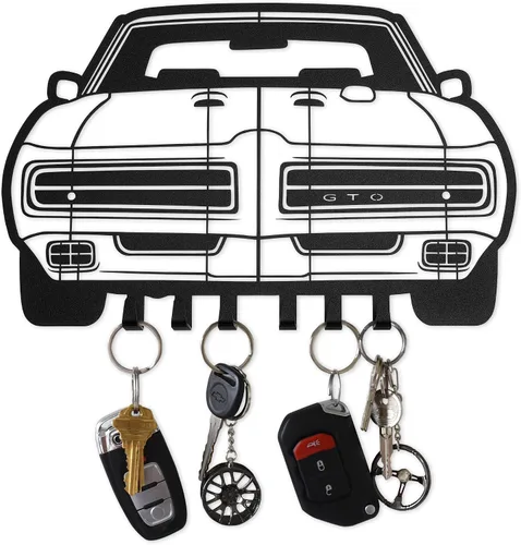 Vista 26 de MOOH Llavero de metal automotriz con 6 ganchos, regalo único para amantes de los automóviles montado en la pared para hombres y mujeres, decoración