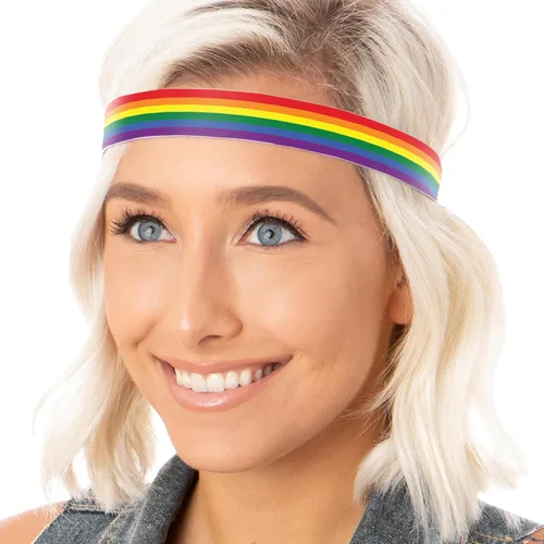 Vista 2 de Hipsy Banda para el cabello ajustable antideslizante clásica arco iris, paquete de 3