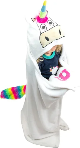 Vista 18 de Manta con capucha para llevar puesta Lazy One para niños, manta con capucha de animales (Oso)