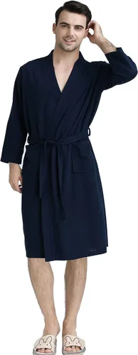 Vista 3 de Waffle Robes for Men Long, Mens Soft Lightweight Summer RobesBathrobes for SpaShowerHot Tub
