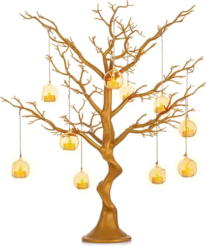 Vista 11 de NUPTIO Árbol Artificial Negro de Halloween: 22.8 pulgadas de Alto Exhibidor de Ornamentos Navideños Árboles Falsos Manzanita Ramas Decorativas