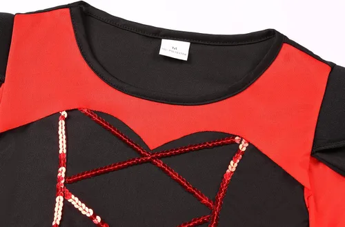 Vista 3 de Costumerry Disfraz de diablo para niñas con cuernos de diablo, diadema para fiesta de Halloween