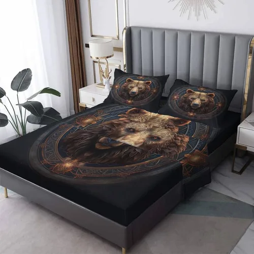 Vista 11 de Bear Sheets - Juego de sábanas de tamaño individual, sábanas de microfibra suave y bolsillo profundo, sábanas y fundas de almohada estampadas sin