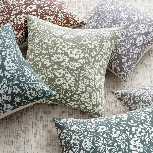Vista 3 de MIULEE Juego de 1 funda de almohada floral de 12 x 20 pulgadas, fundas de almohada decorativas de lino neutro para sofá y sillón, sala de estar