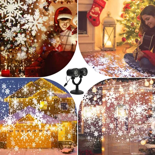 Vista 6 de Decoraciones Navideñas para Exteriores, Luces Proyector de Copos de Nieve de Doble Cabeza de Navidad, Luces Proyector de Navidad IP65 Impermeables