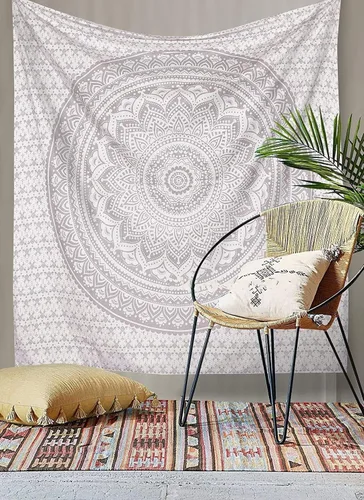 Vista 17 de ANJANIYA - Tapiz para colgar en la pared, diseño de mandala, nuevo sombreado dorado, decoración de dormitorio, metálico, hippy, arte de muro