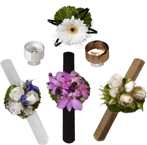 Vista 6 de Floral Supply Online - Pulsera brillante Slaplet. Pulseras florales de ramillete a presión para bodas, bailes, bailes o eventos., Plástico, No es