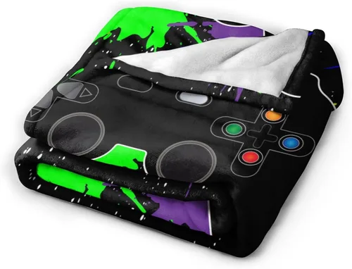 Vista 2 de Manta para Jugar Video Juegos, Gamer Cool, Manta Suave para Cama, Ropa de Cama Cálida, Acogedora, de Felpa, Manta de Franela y Forro Polar, Regalos