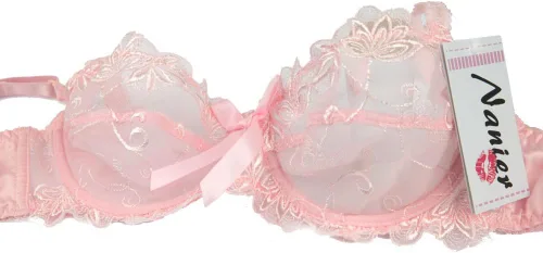 Vista 6 de Conjunto de brasier de encaje fino y transparente para mujer
