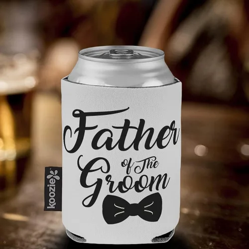 Vista 5 de Fundas para el día del padre para latas, enfriador de bebidas para padre del novio, papá, buceo, fiesta, cerveza, diseño blanco solamente