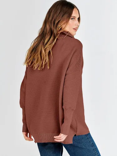 Vista 9 de ANRABESS Suéter de punto acanalado holgado de gran tamaño con cremallera de un cuarto para mujer, ropa de moda de otoño 2024
