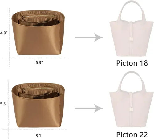 Vista 2 de ZTUJO Picotin 18 Organizador Hermes, inserto de bolsa de picotín, organizador de lujo para bolso, suave como la seda, se adapta a picotina 18