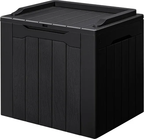 Vista 9 de GUNJI Caja pequeña de 30 galones para exteriores, impermeable, de resina, contenedor de almacenamiento con cerradura, caja de entrega de paquete