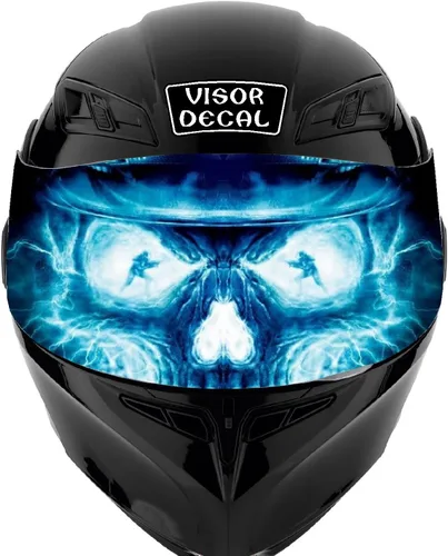 Vista 11 de Calcomanía de visera de calavera para casco compatible con: Icon Shoei Bell HJC Scorpion AGV V2 (V25 Skull)