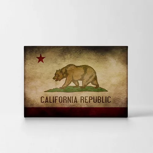 Vista 2 de SmileArtDesign Arte para pared de Los Ángeles, diseño de bandera del estado de California Grunge, impresión en lienzo para decoración del hogar