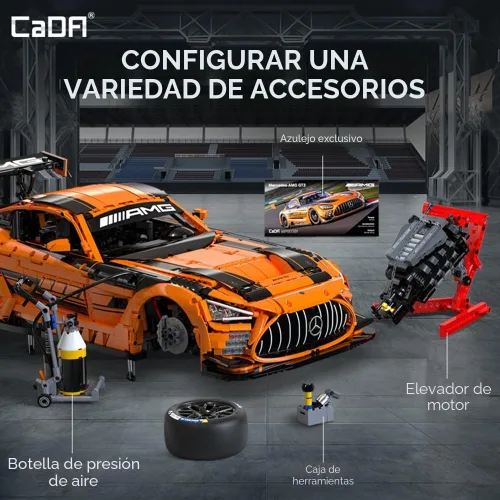 Vista 6 de CaDA Master C64008W Mercedes-AMG GT3 - Juego de construcción a escala 1:8 – 5466 piezas con licencia oficial de Supercar, kit de bloques