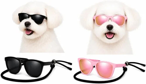 Vista 21 de G014 Retro 80s - Gafas de sol para perros y mascotas, taza de té, juguete de raza pequeña a mediana (12-25 libras, negro)