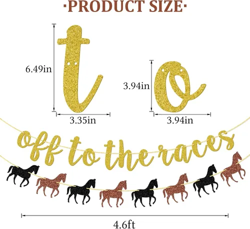 Vista 3 de Cartel Off To The Races, pancarta de caballo, pancarta de fiesta de rodeo, decoración de fiesta de carreras de caballos, decoración de fiesta