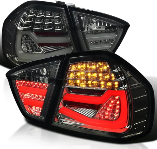Vista 12 de SPEC-D TUNING Luces traseras LED color negro azabache compatibles con BMW E90 Serie 3 4DR Sedán 2005-2008, conjunto de par izquierdo + derecho
