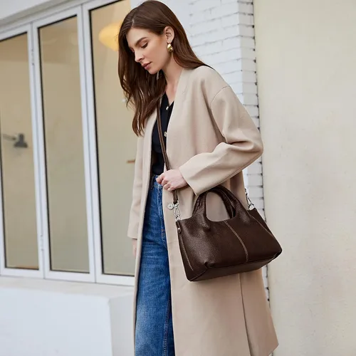 Vista 3 de Iswee Bolsos de hombro de cuero genuino, bolsos y bolsos para mujer, bolso de mano de diseñador cruzado de tamaño mediano