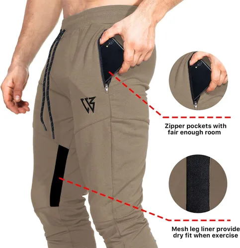 Vista 2 de ZENWILL Pantalones de entrenamiento cónicos para hombre, pantalones deportivos de entrenamiento ajustados con bolsillos con cremallera