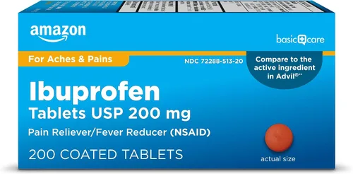 Vista 8 de Amazon Basic Care Tabletas de ibuprofeno de 200 mg, analgésico/reductor de fiebre, 100 unidades (el embalaje puede variar)