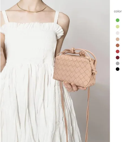 Vista 2 de UPSONG Bolsos cruzados tejidos para mujer, bolsos ligeros de cuero a la moda, bolso de hombro, bolso para teléfono, bolso de mensajero para mujer