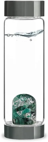 Vista 6 de VitaJuwel ViA AMERICAN DREAM Botella de agua de cristal con oro de 24k · Jaspe rojo · Ópalo blanco · Lapislázuli azul · Cuarzo transparente