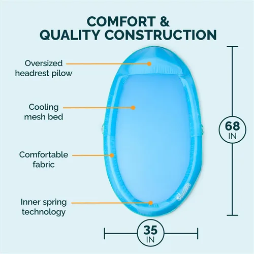 Vista 3 de SwimWays Spring Float Premium Hamaca Flotante para Piscina, Flotadores de Piscina Inflables para Adultos con Inflado Rápido para Edades de 15 años