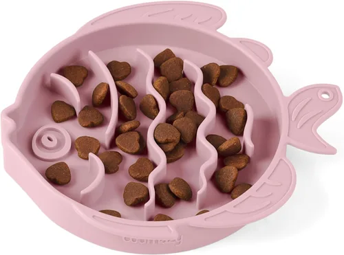 Vista 11 de Coomazy Alimentador lento del rompecabezas del animal doméstico del silicón Rosa
