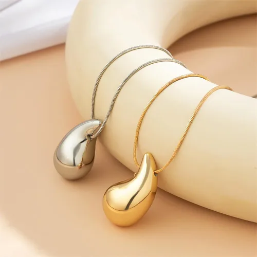 Vista 6 de Aretes gruesos de lágrima para mujer, juego de aretes de aro de oro de moda, aretes de oro