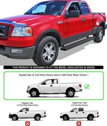 Vista 2 de iBoard - Estribos para Ford F150 2004 a 2008 Super Cab (Excl. Heritage), 6 pulgadas, Negro