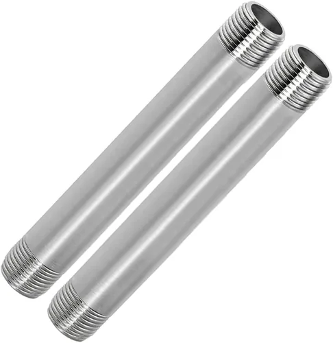 Vista 6 de Accesorio de tubo de acero inoxidable 1/2" NPT macho x 1/2" NPT hembra rosca boquilla tubo fundido de 2" (50mm) de longitud 2 piezas