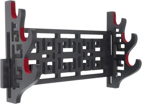Vista 4 de Soporte de pared de terciopelo para espada, soporte de exhibición con tiras de fieltro para katana, wakizashi, Genji y espadas samurái